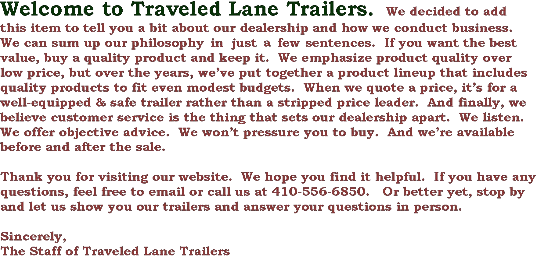 Welcome to Traveled Lane Trailers